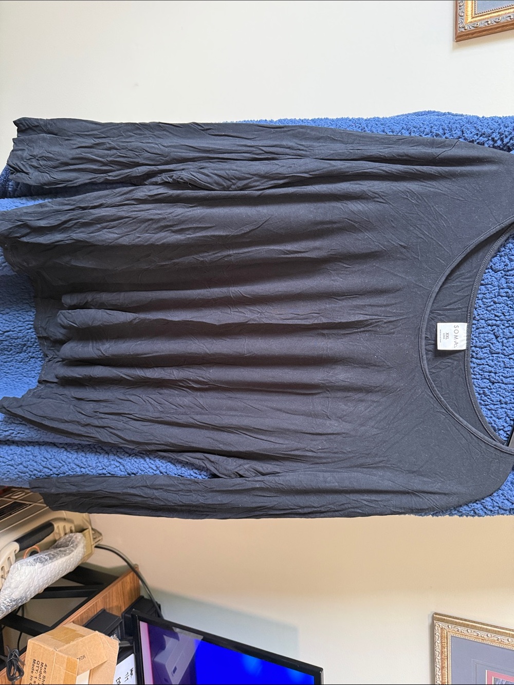 Soma Black Long Sleeve Scoop Neck Sleep Top (78)
